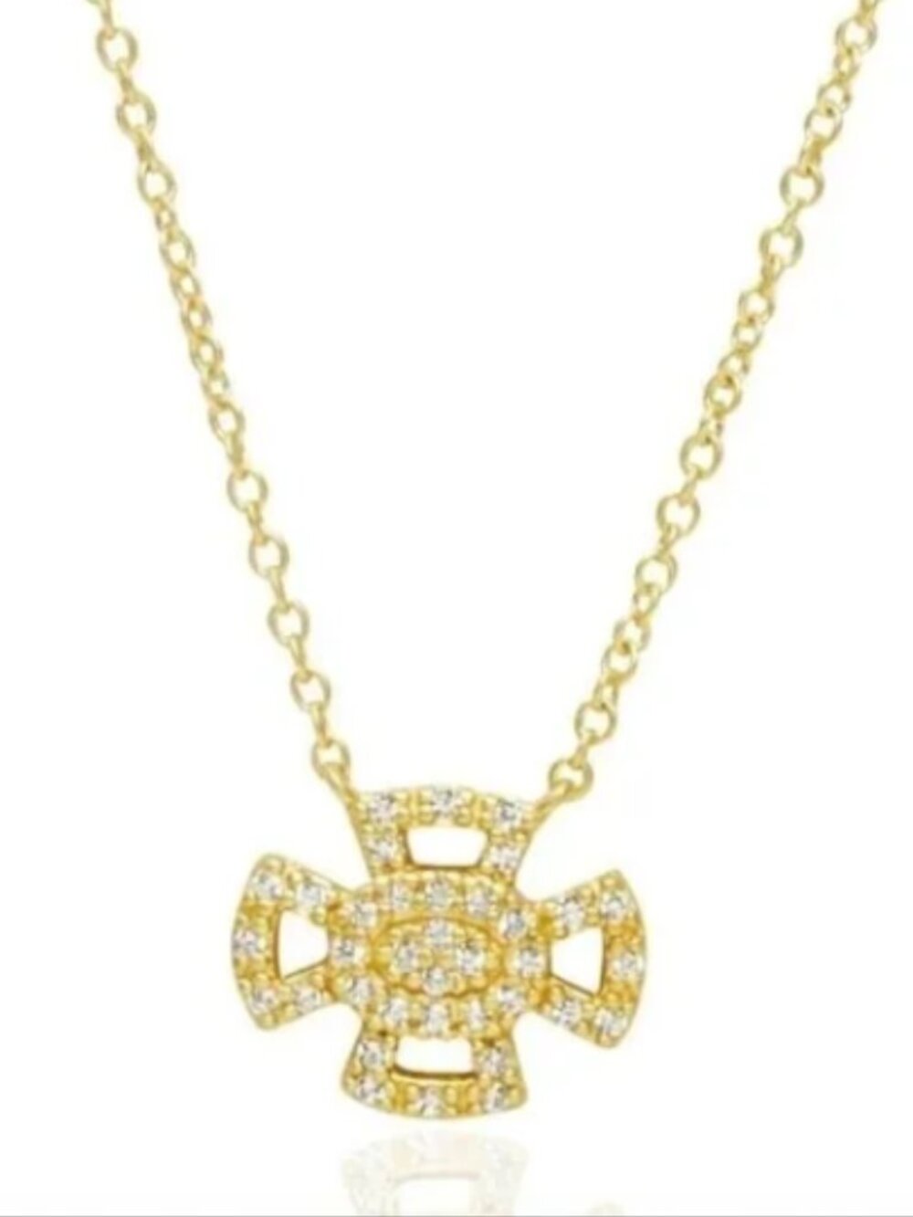 Freida Rothman 14k Gold Over Sterling Silver Pave Cross Pendant Necklace 18" NEW